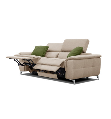 PLAUEN Sofa 3-Sitzer mit 2 Relaxfunktionen und verstellbare Kopfstützen, beige