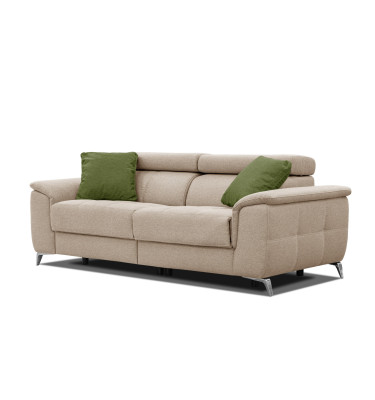 PLAUEN Sofa 3-Sitzer mit 2 Relaxfunktionen und verstellbare Kopfstützen, beige