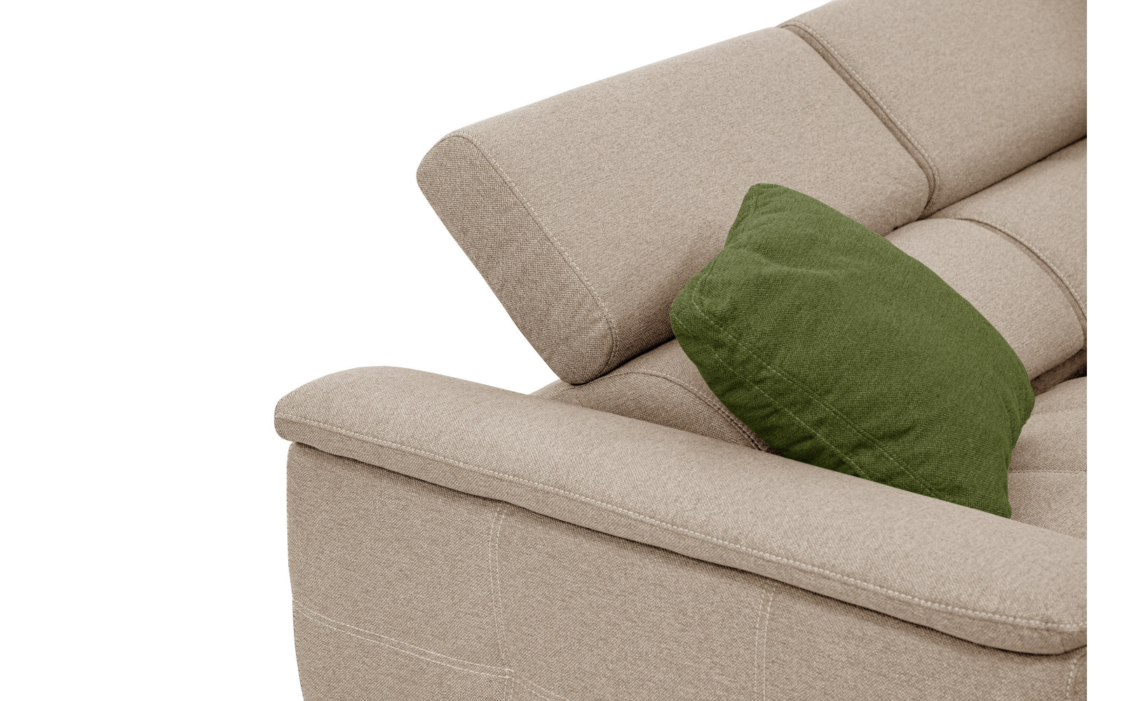 PLAUEN Sofa 3-Sitzer mit 2 Relaxfunktionen und verstellbare Kopfstützen, beige