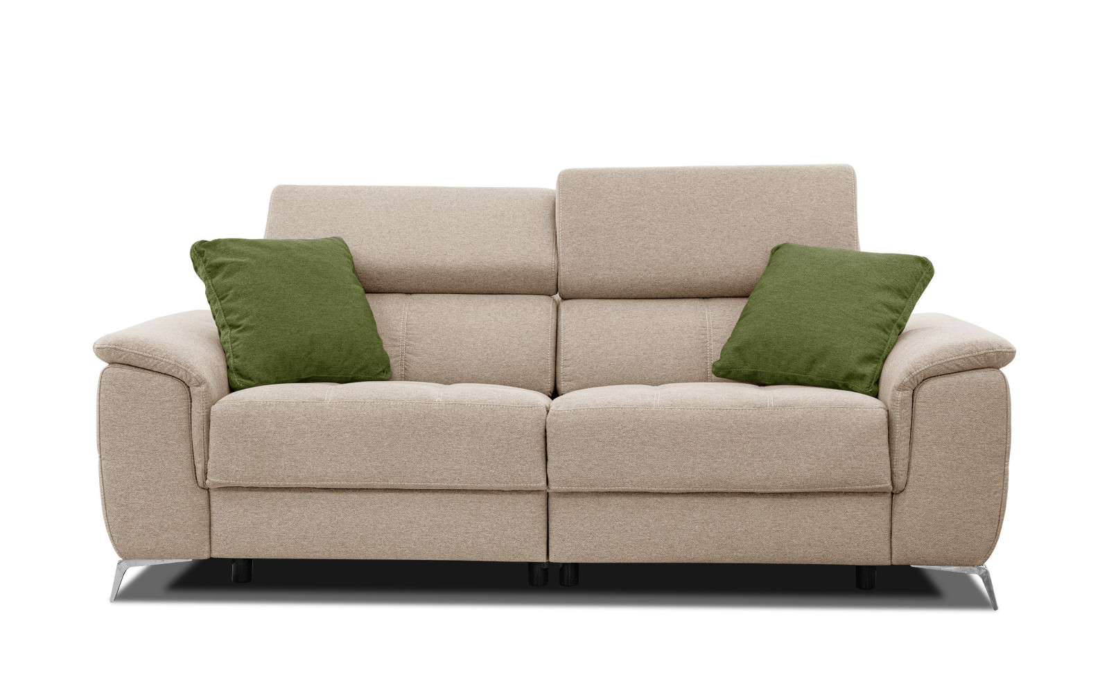 PLAUEN Sofa 3-Sitzer mit 2 Relaxfunktionen und verstellbare Kopfstützen, beige