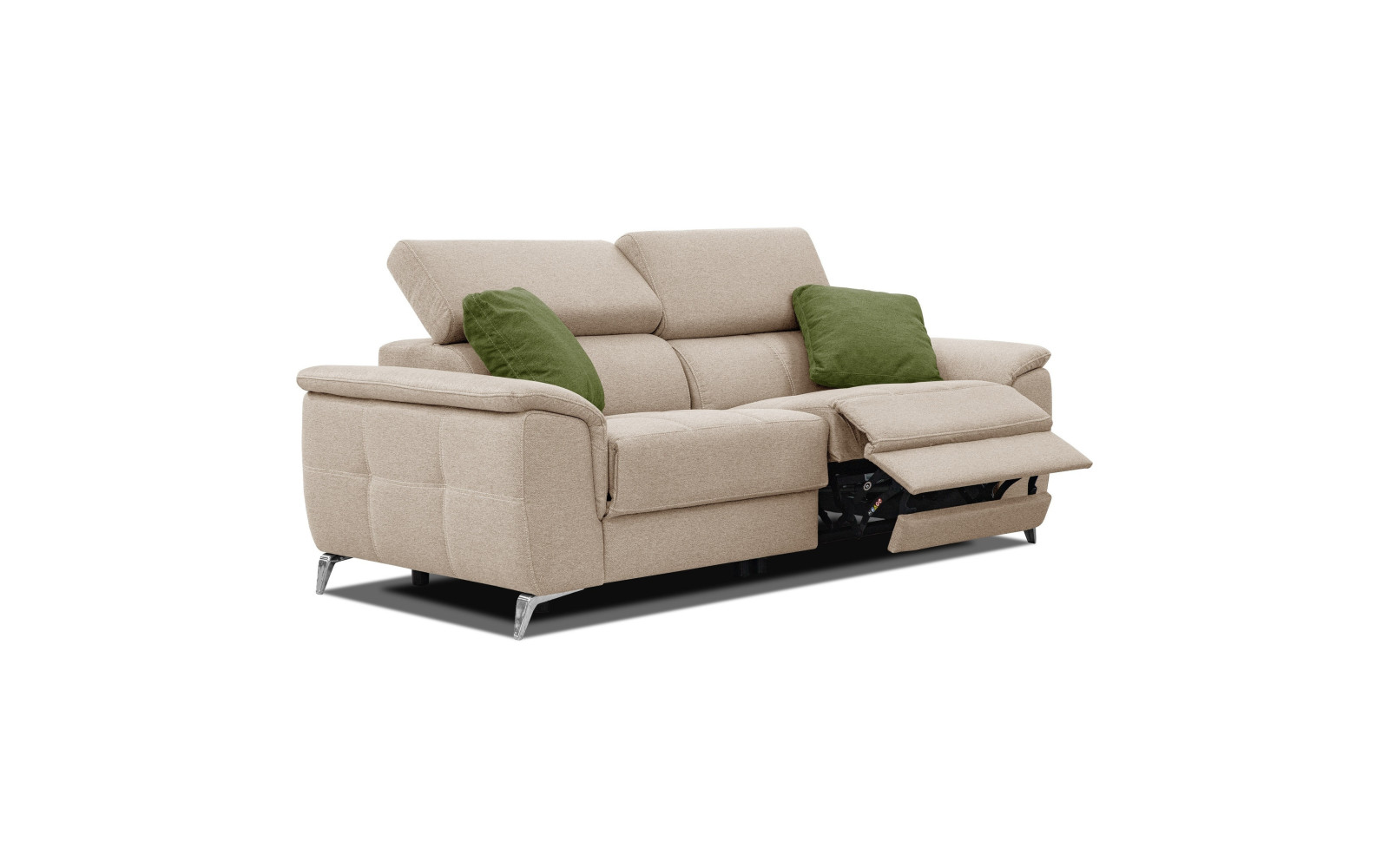 PLAUEN Sofa 3-Sitzer mit 2 Relaxfunktionen und verstellbare Kopfstützen, beige