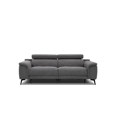 FIERO Sofa 3-Sitzer mit 2 Relaxfunktionen und verstellbare Kopfstützen, dunkelgrau