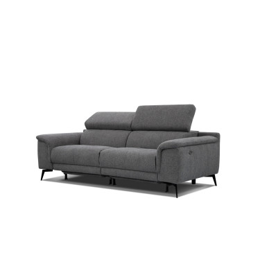 FIERO Sofa 3-Sitzer mit 2 Relaxfunktionen und verstellbare Kopfstützen, dunkelgrau