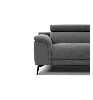 FIERO Sofa 3-Sitzer mit 2 Relaxfunktionen und verstellbare Kopfstützen, dunkelgrau