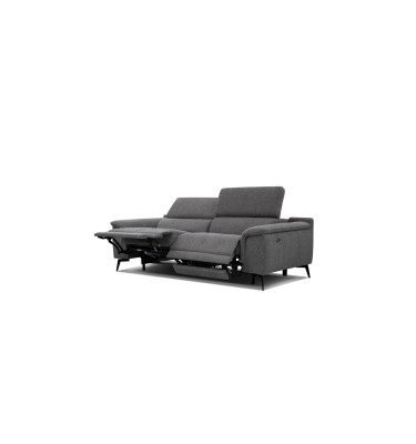 FIERO Sofa 3-Sitzer mit 2 Relaxfunktionen und verstellbare Kopfstützen, dunkelgrau