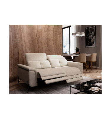 AVENA Sofa 3-Sitzer mit 2 Relaxfunktionen und verstellbare Kopfstützen, creme