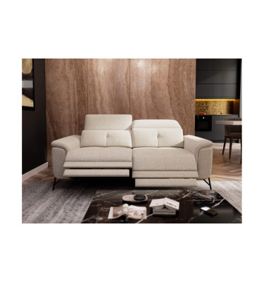 AVENA Sofa 3-Sitzer mit 2 Relaxfunktionen und verstellbare Kopfstützen, creme