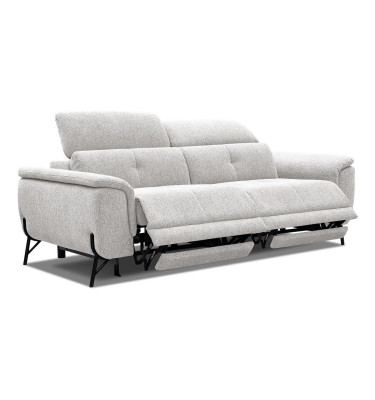 AVENA Sofa 3-Sitzer mit 2 Relaxfunktionen und verstellbare Kopfstützen, creme