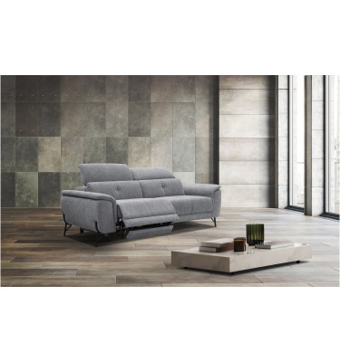 AVENA Sofa 3-Sitzer mit 1 Relaxfunktion und verstellbare Kopfstützen, grau