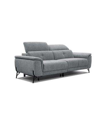 AVENA Sofa 3-Sitzer mit 1 Relaxfunktion und verstellbare Kopfstützen, grau