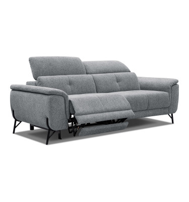 AVENA Sofa 3-Sitzer mit 1 Relaxfunktion und verstellbare Kopfstützen, grau