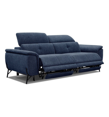 AVENA Sofa 3-Sitzer mit 2 Relaxfunktionen und verstellbare Kopfstützen, marineblau