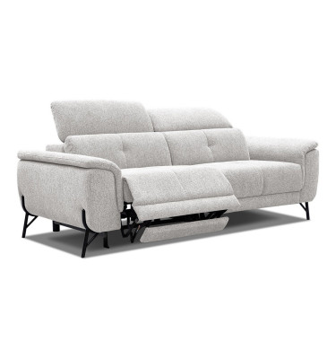AVENA Sofa 3-Sitzer mit 1 Relaxfunktion und verstellbare Kopfstützen, creme