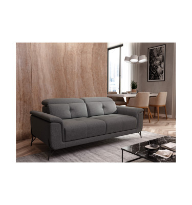 AVENA Sofa 3-Sitzer mit verstellbare Kopfstützen, grau