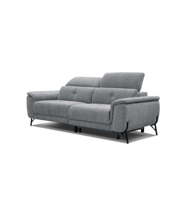 AVENA Sofa 3-Sitzer mit 1 Relaxfunktion und verstellbare Kopfstützen, grau