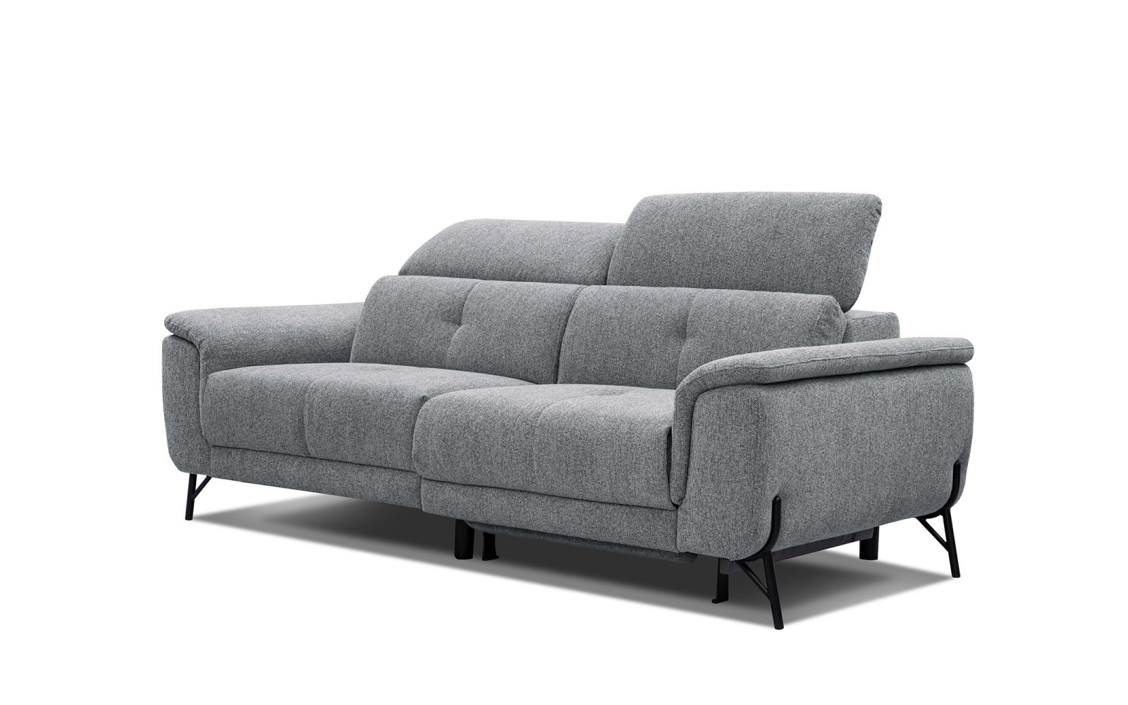 AVENA Sofa 3-Sitzer mit 1 Relaxfunktion und verstellbare Kopfstützen, grau