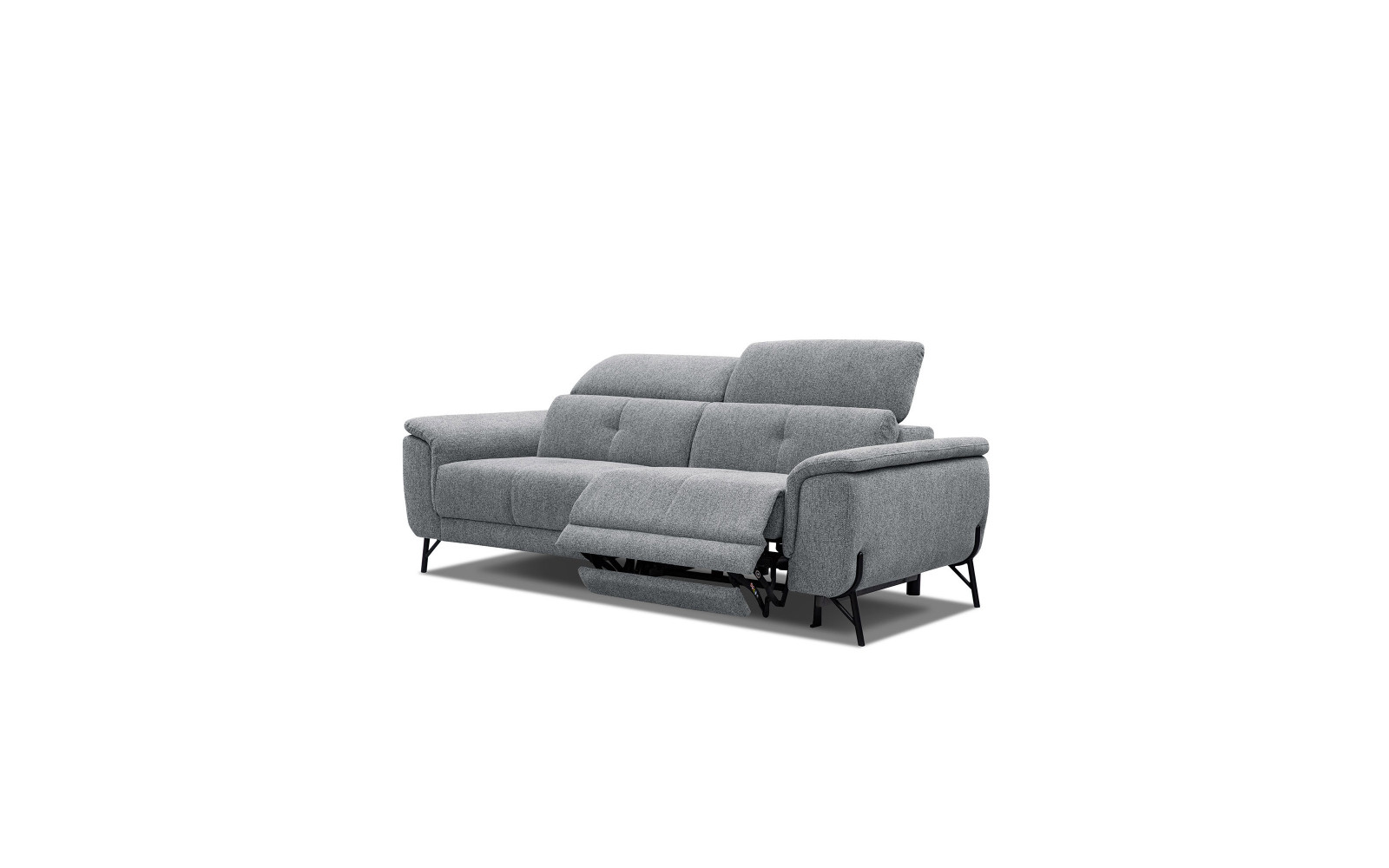 AVENA Sofa 3-Sitzer mit 1 Relaxfunktion und verstellbare Kopfstützen, grau
