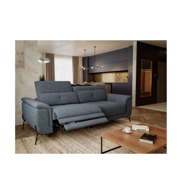 AVENA Sofa 3-Sitzer mit 1 Relaxfunktion und verstellbare Kopfstützen, marineblau