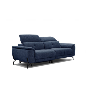 AVENA Sofa 3-Sitzer mit 1 Relaxfunktion und verstellbare Kopfstützen, marineblau