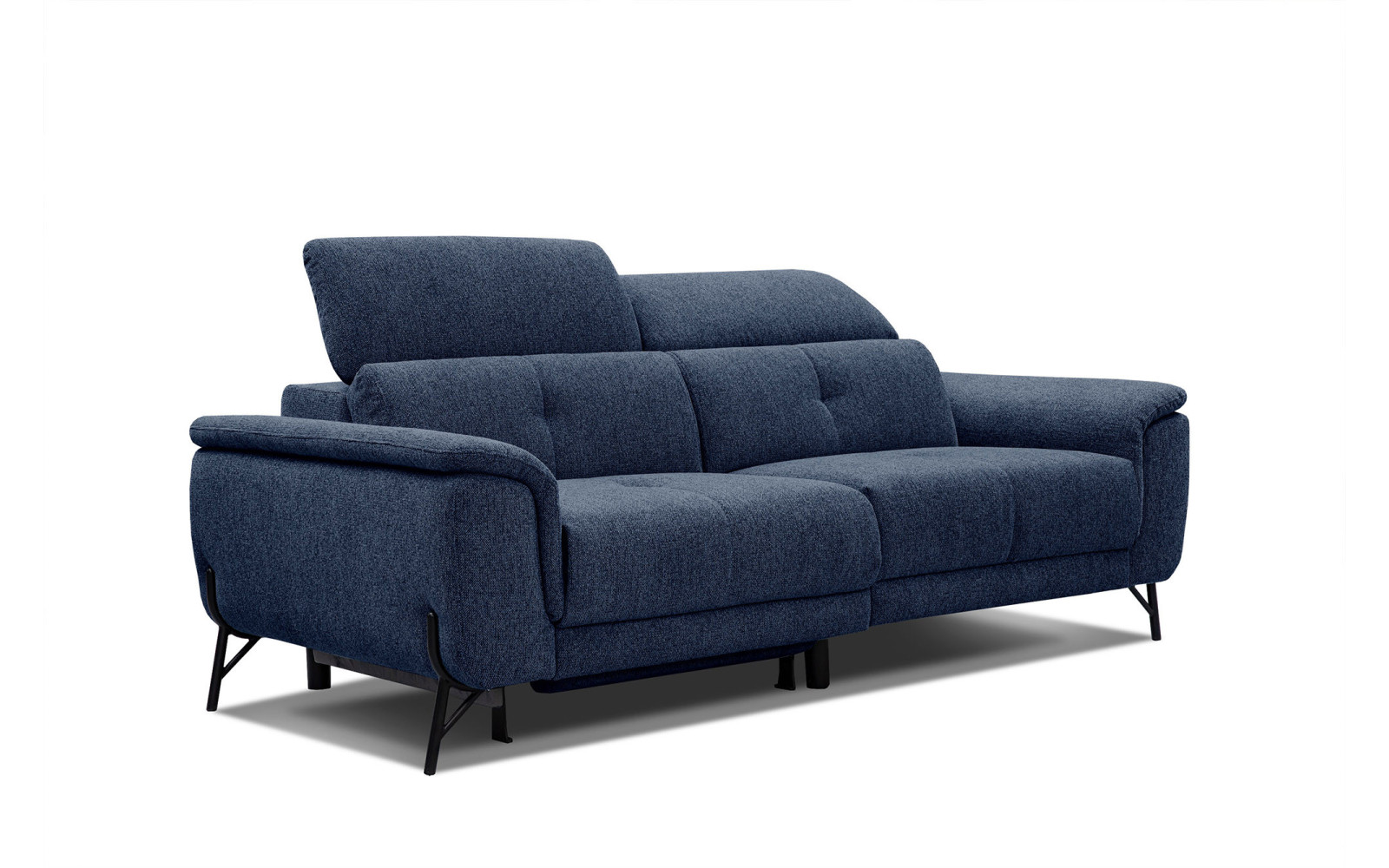 AVENA Sofa 3-Sitzer mit 1 Relaxfunktion und verstellbare Kopfstützen, marineblau