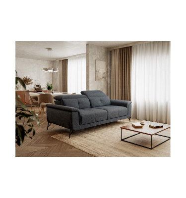 AVENA Sofa 3-Sitzer mit verstellbare Kopfstützen, marineblau