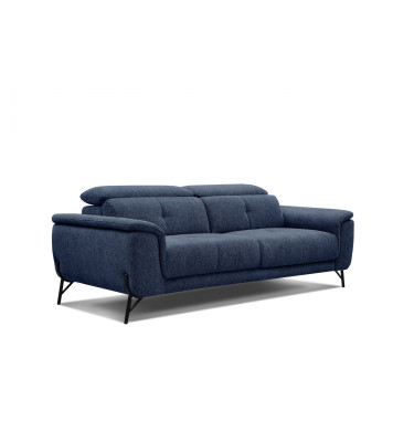 AVENA Sofa 3-Sitzer mit verstellbare Kopfstützen, marineblau