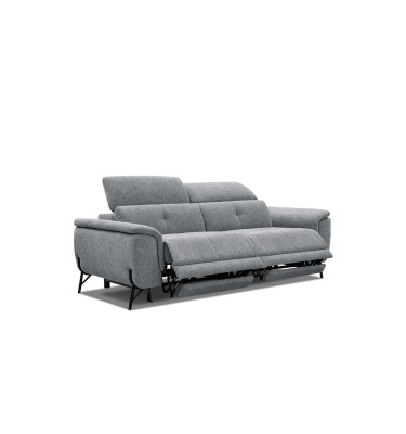 AVENA Sofa 3-Sitzer mit 2 Relaxfunktionen und verstellbare Kopfstützen, grau