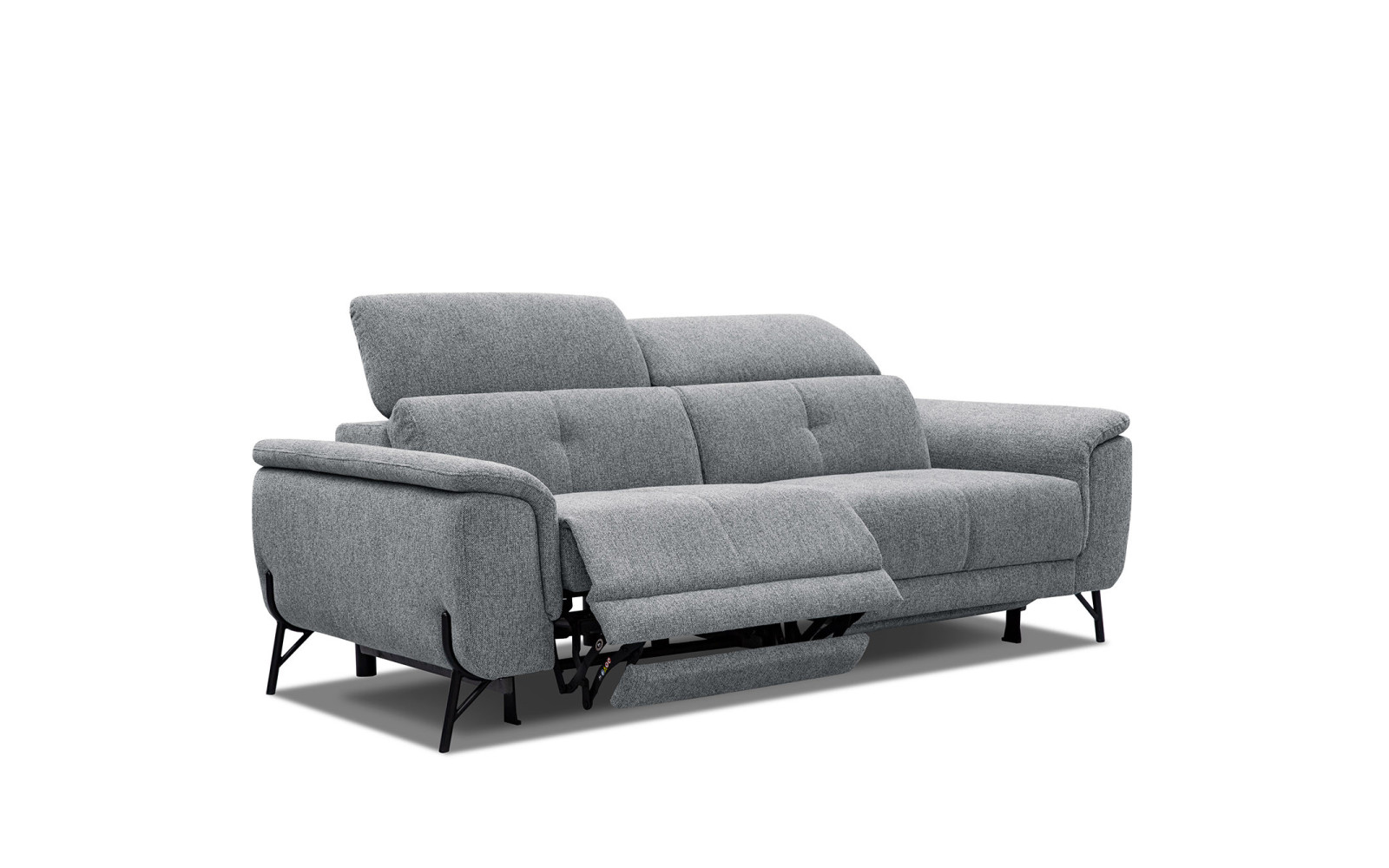 AVENA Sofa 3-Sitzer mit 2 Relaxfunktionen und verstellbare Kopfstützen, grau