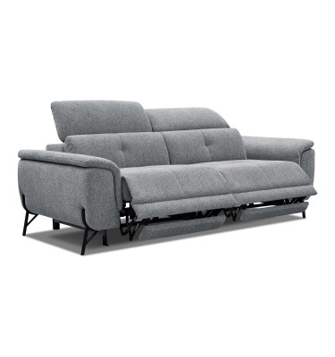 AVENA Sofa 3-Sitzer mit 2 Relaxfunktionen und verstellbare Kopfstützen, grau