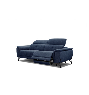 AVENA Sofa 3-Sitzer mit 1 Relaxfunktion und verstellbare Kopfstützen, marineblau