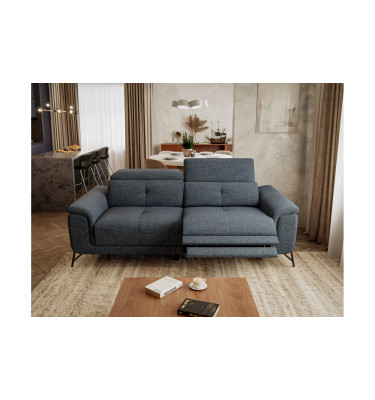 AVENA Sofa 3-Sitzer mit 1 Relaxfunktion und verstellbare Kopfstützen, marineblau