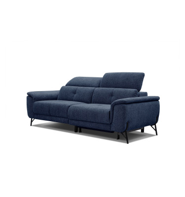AVENA Sofa 3-Sitzer mit 1 Relaxfunktion und verstellbare Kopfstützen, marineblau