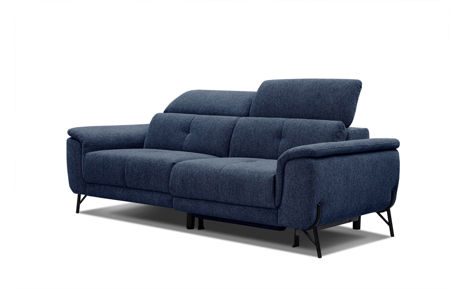 AVENA Sofa 3-Sitzer mit 1 Relaxfunktion und verstellbare Kopfstützen, marineblau