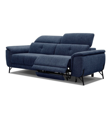 AVENA Sofa 3-Sitzer mit 1 Relaxfunktion und verstellbare Kopfstützen, marineblau