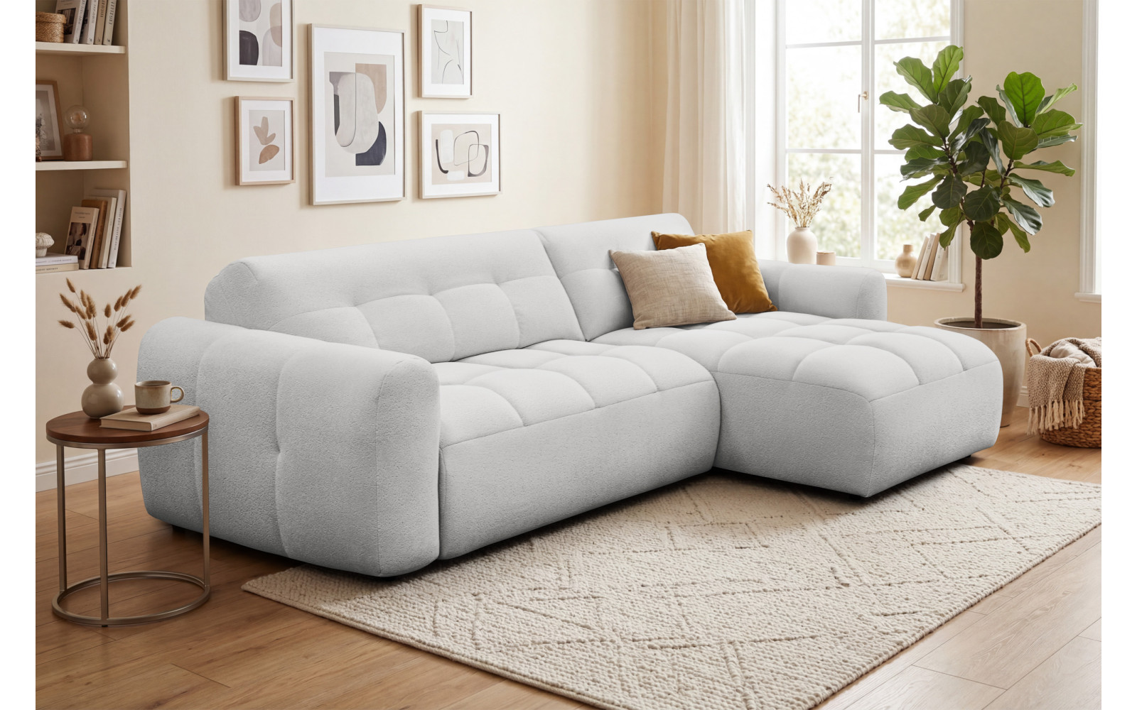 Ecksofa 4-Sitzer rechts LUMERO, hellgrau