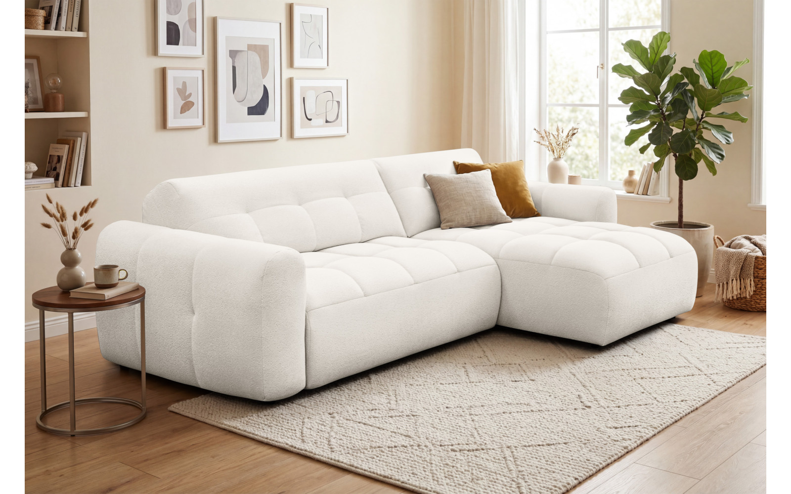 Ecksofa 4-Sitzer rechts LUMERO, creme