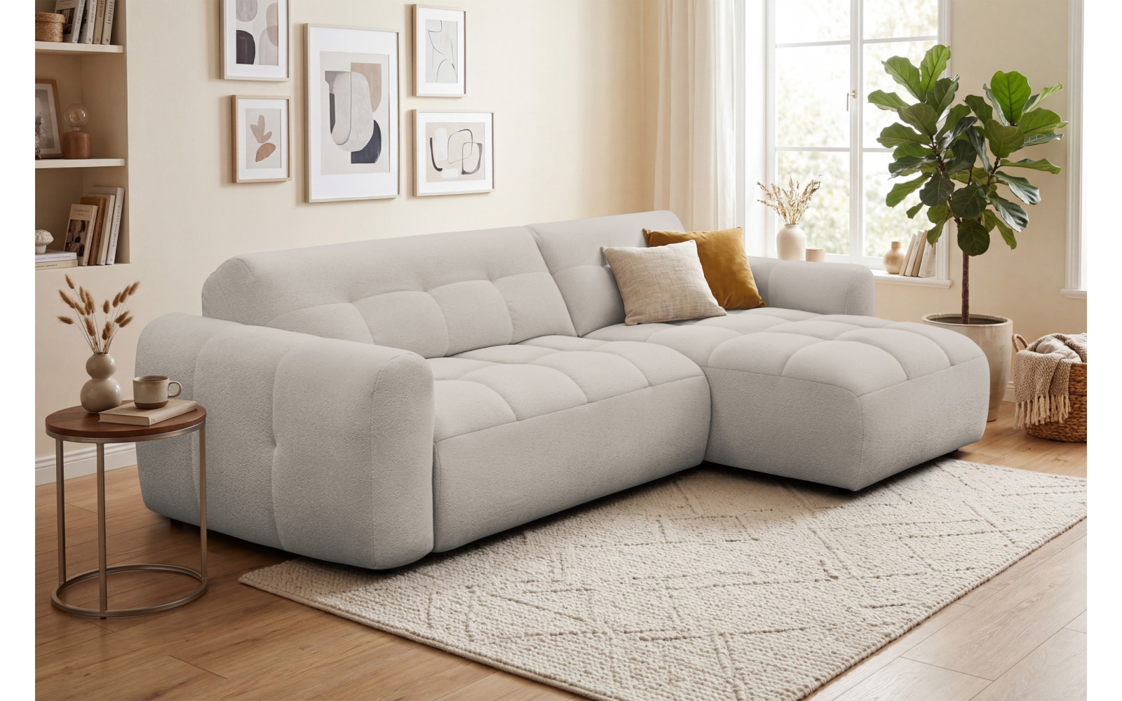 Ecksofa 4-Sitzer rechts LUMERO, creme