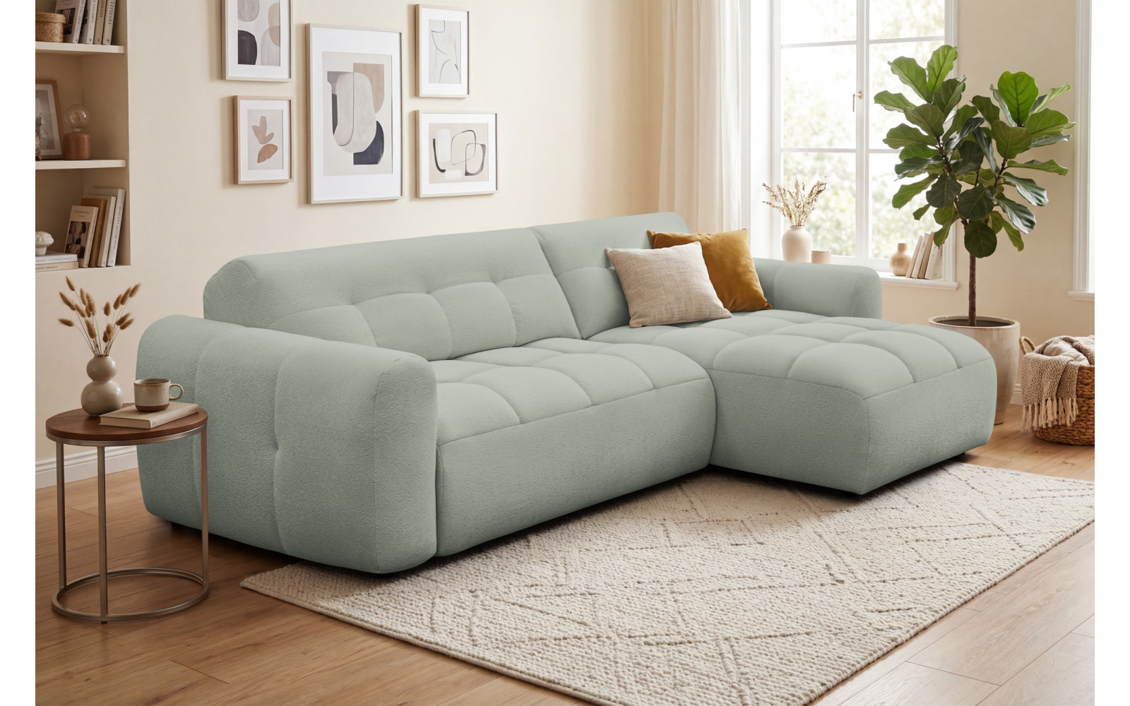 Ecksofa 4-Sitzer rechts LUMERO, hellgrün