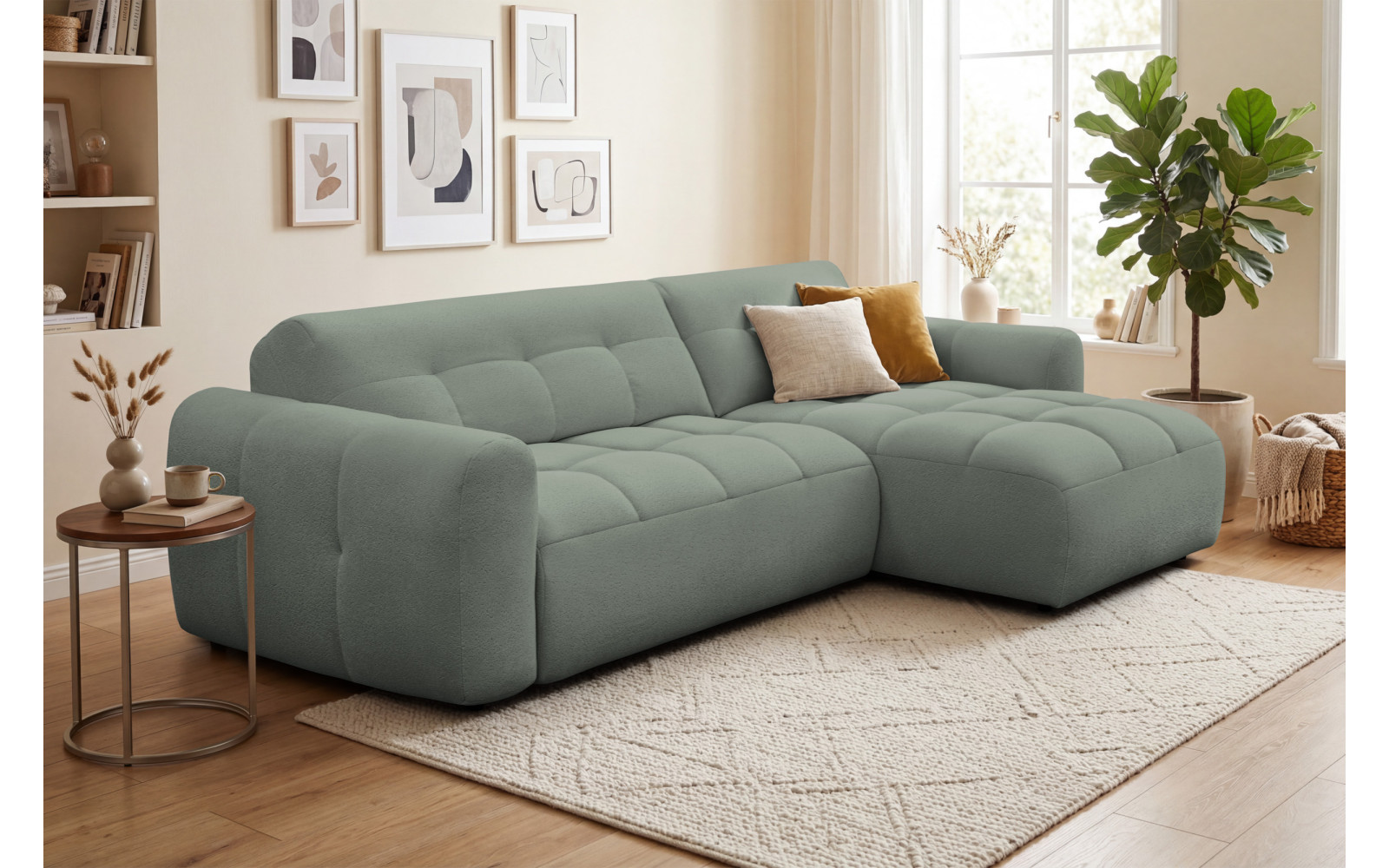 Ecksofa 4-Sitzer rechts LUMERO, olive