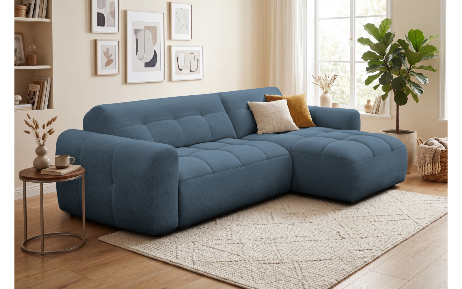 Ecksofa 4-Sitzer rechts LUMERO, marineblau