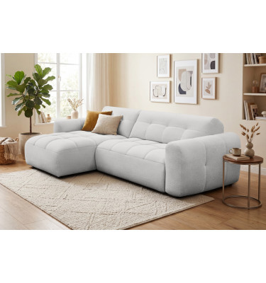 Ecksofa 4-Sitzer links LUMERO, hellgrau