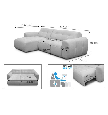 Ecksofa 4-Sitzer links LUMERO, taupe