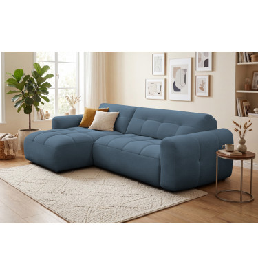 Ecksofa 4-Sitzer links LUMERO, marineblau