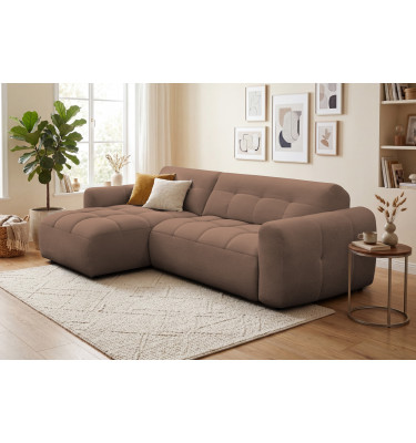 Ecksofa 4-Sitzer links LUMERO, braun