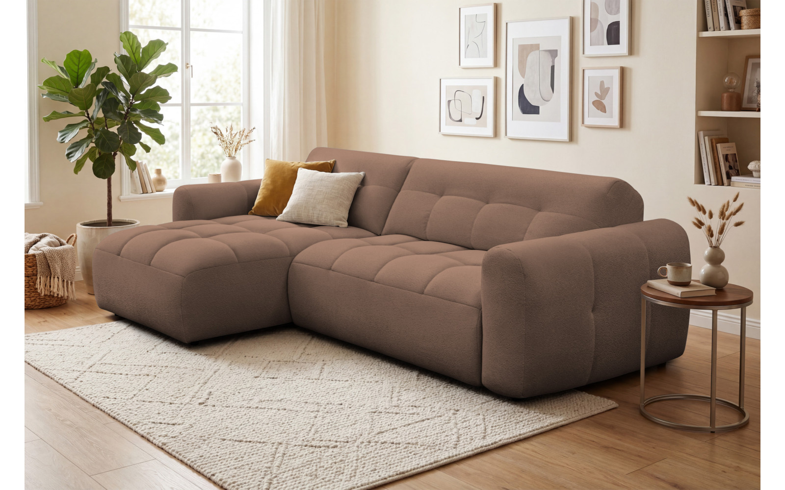 Ecksofa 4-Sitzer links LUMERO, braun