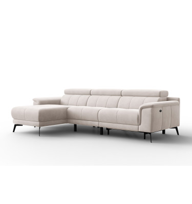 Ecksofa Relax 4-Sitzer links FIERO, Beiger Veloursstoff