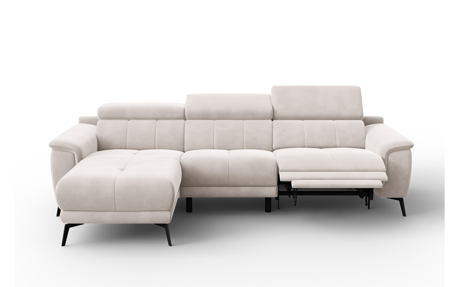Ecksofa Relax 4-Sitzer links FIERO, Beiger Veloursstoff