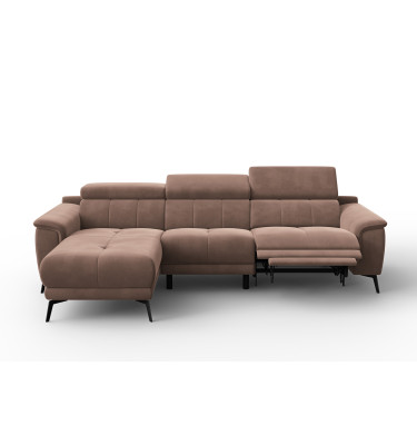 Ecksofa Relax 4-Sitzer links FIERO, Brauner Veloursstoff