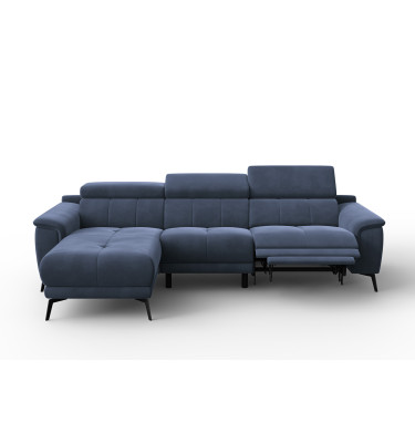 Ecksofa Relax 4-Sitzer links FIERO, Marineblauer Veloursstoff