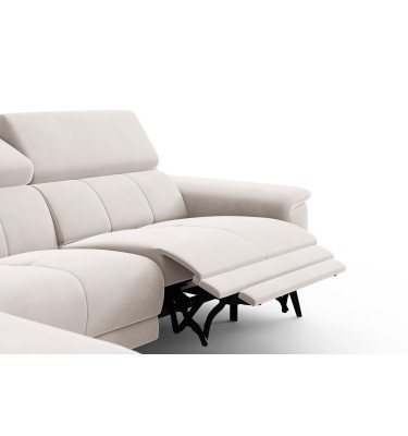Ecksofa Relax 4-Sitzer links FIERO, Beiger Veloursstoff